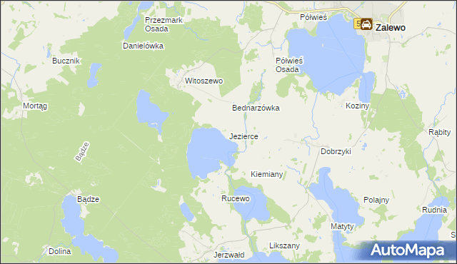 mapa Jezierce gmina Zalewo, Jezierce gmina Zalewo na mapie Targeo