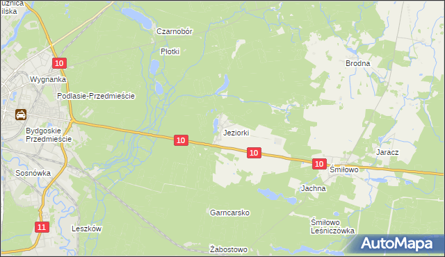 mapa Jeziorki gmina Kaczory, Jeziorki gmina Kaczory na mapie Targeo