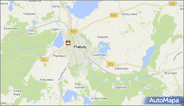 mapa Julianowo gmina Prabuty, Julianowo gmina Prabuty na mapie Targeo