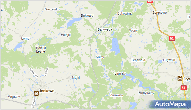 mapa Kajny, Kajny na mapie Targeo