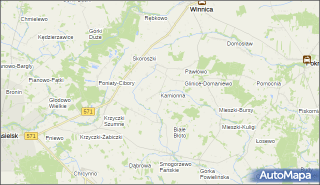 mapa Kamionna gmina Winnica, Kamionna gmina Winnica na mapie Targeo