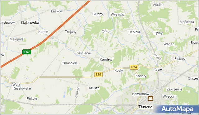 mapa Karolew gmina Dąbrówka, Karolew gmina Dąbrówka na mapie Targeo