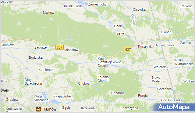 mapa Kąty Goździejewskie Drugie, Kąty Goździejewskie Drugie na mapie Targeo