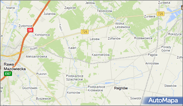 mapa Kazimierzów gmina Regnów, Kazimierzów gmina Regnów na mapie Targeo