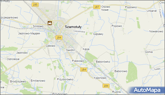 mapa Kępa gmina Szamotuły, Kępa gmina Szamotuły na mapie Targeo