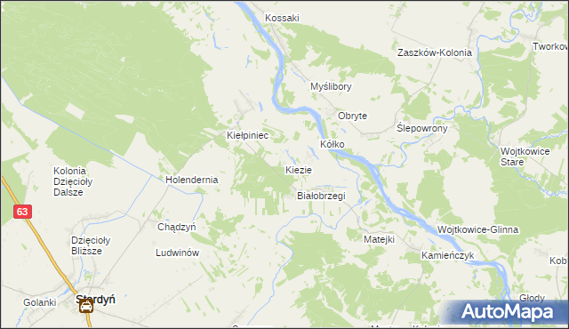 mapa Kiezie, Kiezie na mapie Targeo