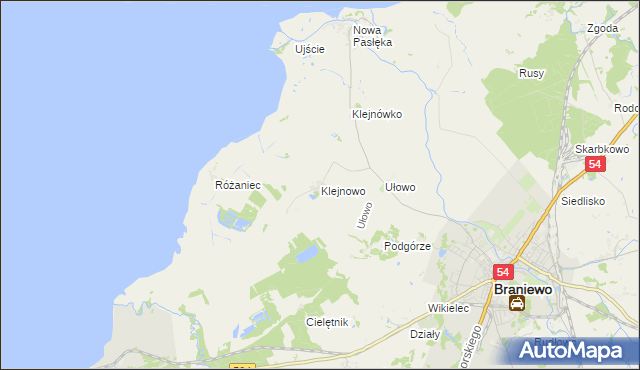 mapa Klejnowo, Klejnowo na mapie Targeo