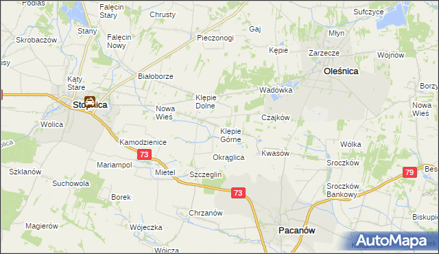 mapa Klępie Górne, Klępie Górne na mapie Targeo