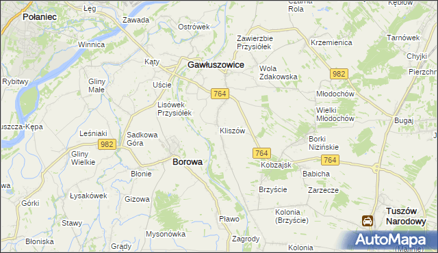 mapa Kliszów gmina Gawłuszowice, Kliszów gmina Gawłuszowice na mapie Targeo