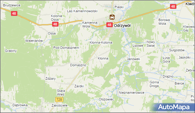 mapa Kłonna, Kłonna na mapie Targeo