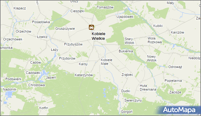 mapa Kobiele Małe, Kobiele Małe na mapie Targeo