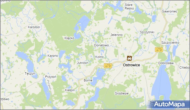 mapa Kolno gmina Ostrowice, Kolno gmina Ostrowice na mapie Targeo