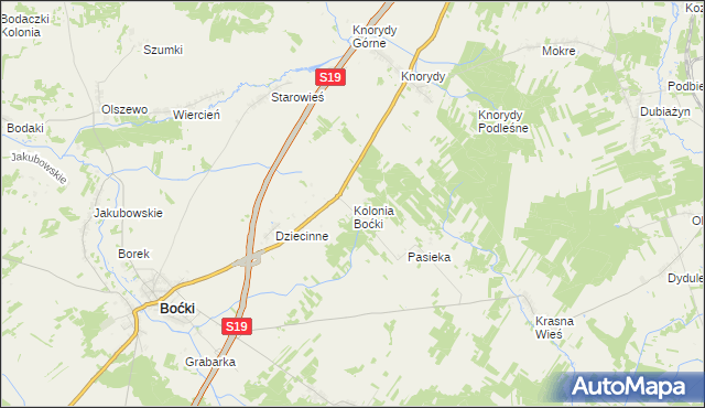 mapa Kolonia Boćki, Kolonia Boćki na mapie Targeo