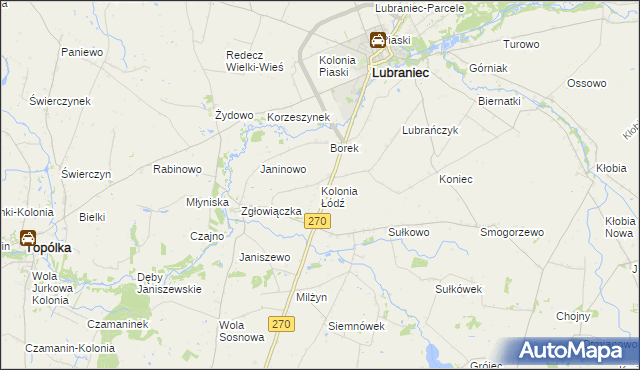 mapa Kolonia Łódź, Kolonia Łódź na mapie Targeo