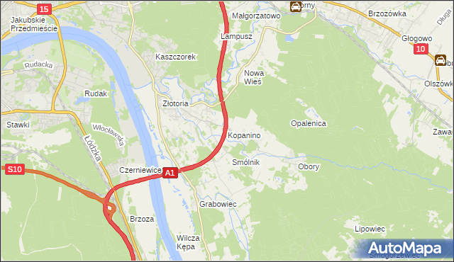 mapa Kopanino gmina Lubicz, Kopanino gmina Lubicz na mapie Targeo