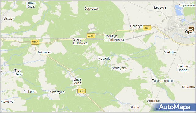 mapa Kopanki gmina Opalenica, Kopanki gmina Opalenica na mapie Targeo