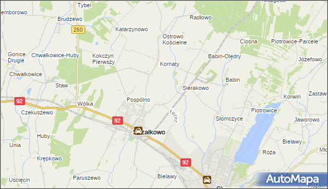 mapa Kornaty-Huby, Kornaty-Huby na mapie Targeo