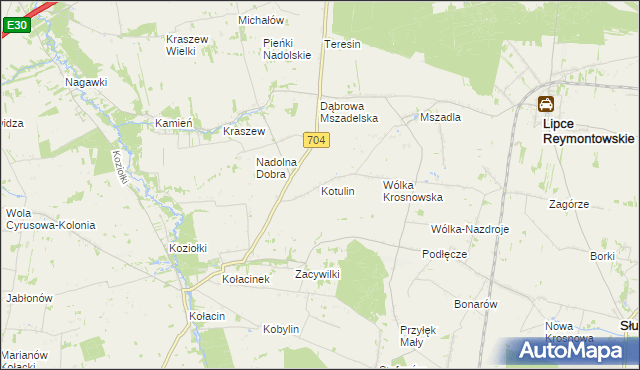 mapa Kotulin gmina Rogów, Kotulin gmina Rogów na mapie Targeo