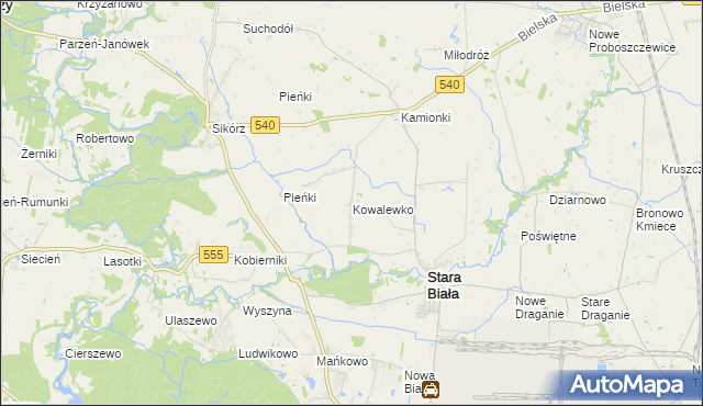 mapa Kowalewko gmina Stara Biała, Kowalewko gmina Stara Biała na mapie Targeo