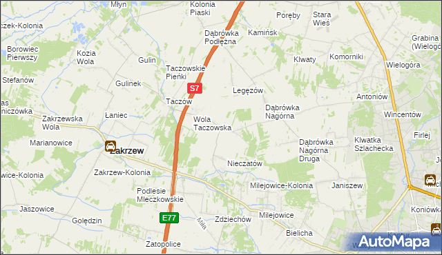 mapa Kozinki, Kozinki na mapie Targeo