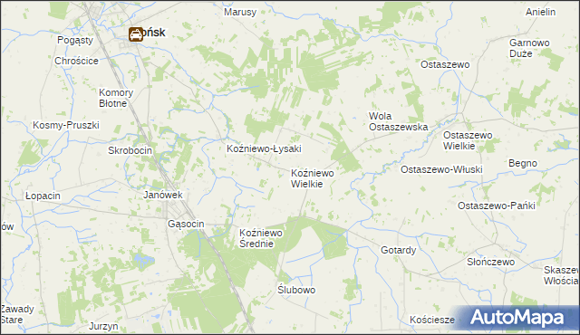 mapa Koźniewo Wielkie, Koźniewo Wielkie na mapie Targeo