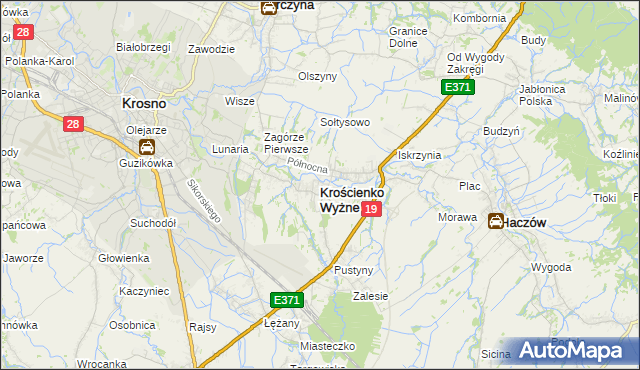 mapa Krościenko Wyżne, Krościenko Wyżne na mapie Targeo