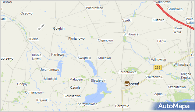 mapa Krukowo gmina Choceń, Krukowo gmina Choceń na mapie Targeo