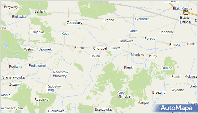 mapa Krzyż gmina Czastary, Krzyż gmina Czastary na mapie Targeo