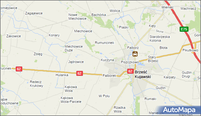 mapa Kuczyna gmina Brześć Kujawski, Kuczyna gmina Brześć Kujawski na mapie Targeo