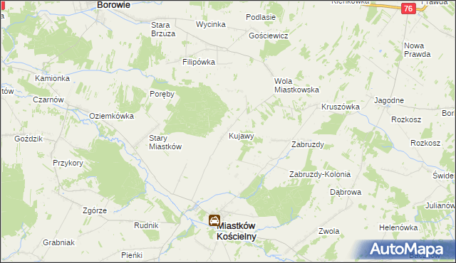 mapa Kujawy gmina Miastków Kościelny, Kujawy gmina Miastków Kościelny na mapie Targeo