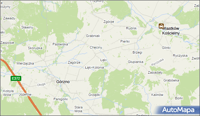 mapa Łąki gmina Górzno, Łąki gmina Górzno na mapie Targeo