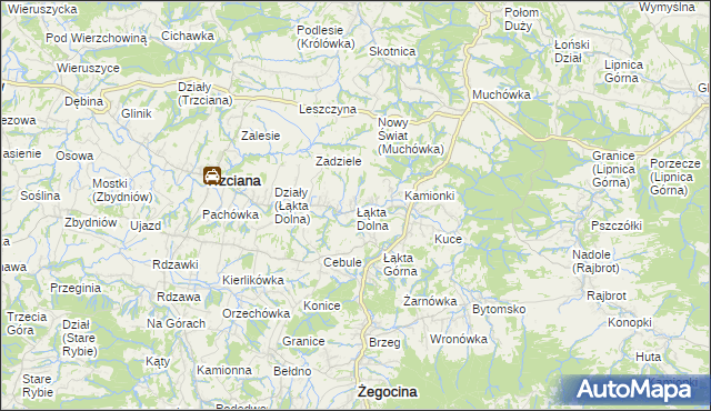 mapa Łąkta Dolna, Łąkta Dolna na mapie Targeo