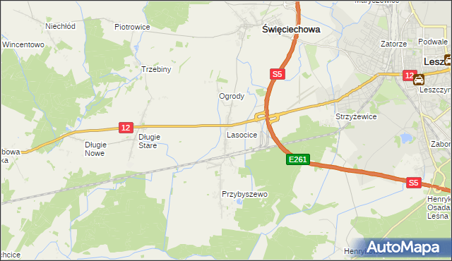 mapa Lasocice gmina Święciechowa, Lasocice gmina Święciechowa na mapie Targeo