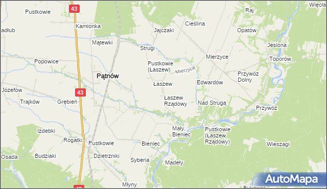 mapa Łaszew Rządowy, Łaszew Rządowy na mapie Targeo