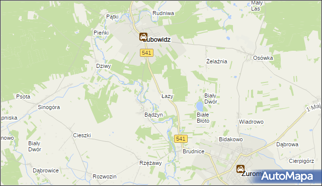 mapa Łazy gmina Lubowidz, Łazy gmina Lubowidz na mapie Targeo