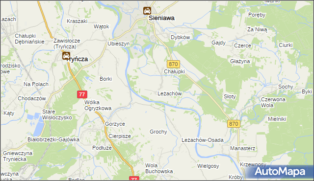 mapa Leżachów, Leżachów na mapie Targeo