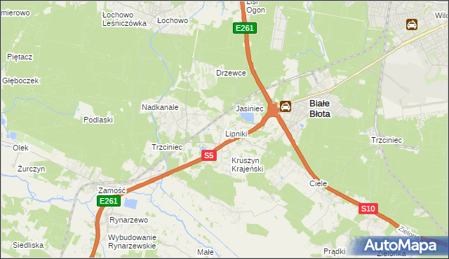 mapa Lipniki gmina Białe Błota, Lipniki gmina Białe Błota na mapie Targeo