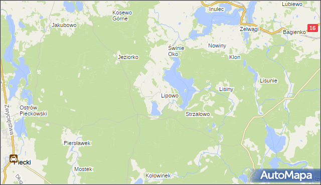 mapa Lipowo gmina Piecki, Lipowo gmina Piecki na mapie Targeo