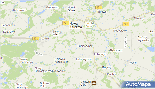 mapa Lubieszynek gmina Nowa Karczma, Lubieszynek gmina Nowa Karczma na mapie Targeo