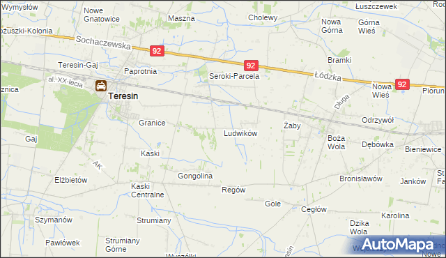 mapa Ludwików gmina Teresin, Ludwików gmina Teresin na mapie Targeo