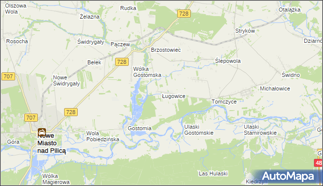 mapa Ługowice, Ługowice na mapie Targeo