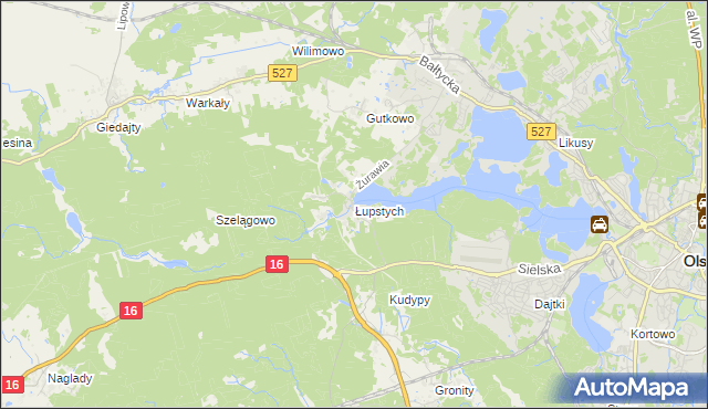 mapa Łupstych, Łupstych na mapie Targeo