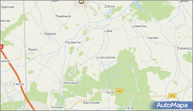 mapa Łuszczanów, Łuszczanów na mapie Targeo