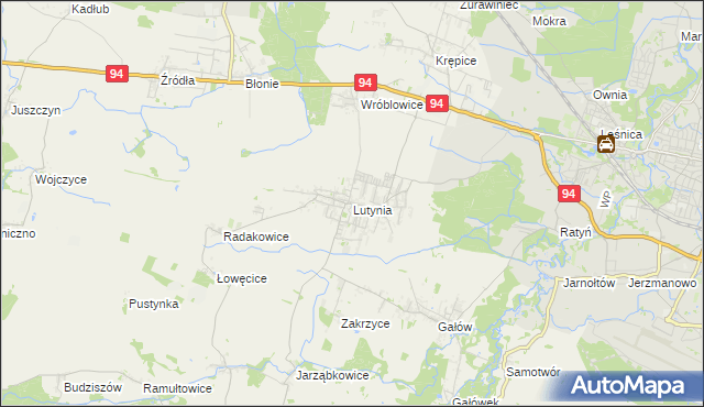 mapa Lutynia gmina Miękinia, Lutynia gmina Miękinia na mapie Targeo