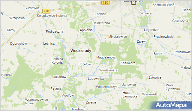 mapa Magdalenów gmina Wodzierady, Magdalenów gmina Wodzierady na mapie Targeo