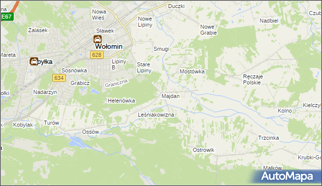 mapa Majdan gmina Wołomin, Majdan gmina Wołomin na mapie Targeo