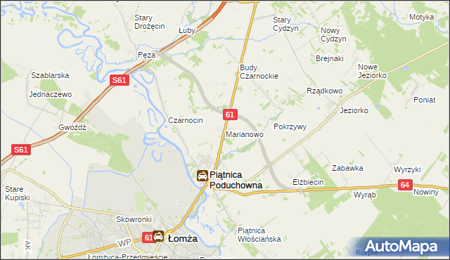 mapa Marianowo gmina Piątnica, Marianowo gmina Piątnica na mapie Targeo