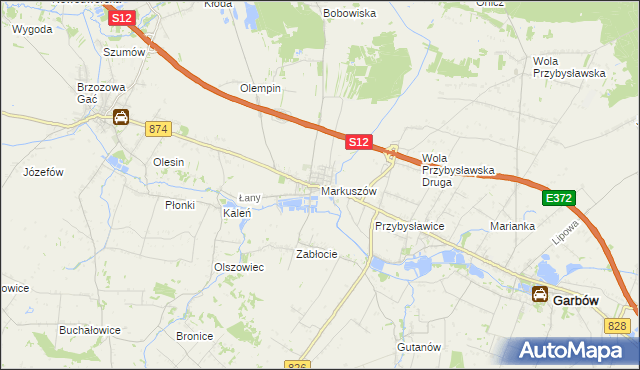 mapa Markuszów, Markuszów na mapie Targeo