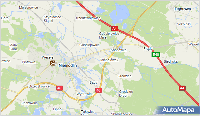 mapa Michałówek gmina Niemodlin, Michałówek gmina Niemodlin na mapie Targeo