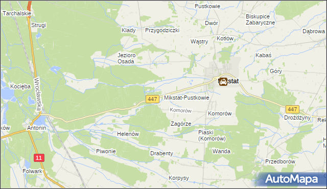 mapa Mikstat-Pustkowie, Mikstat-Pustkowie na mapie Targeo